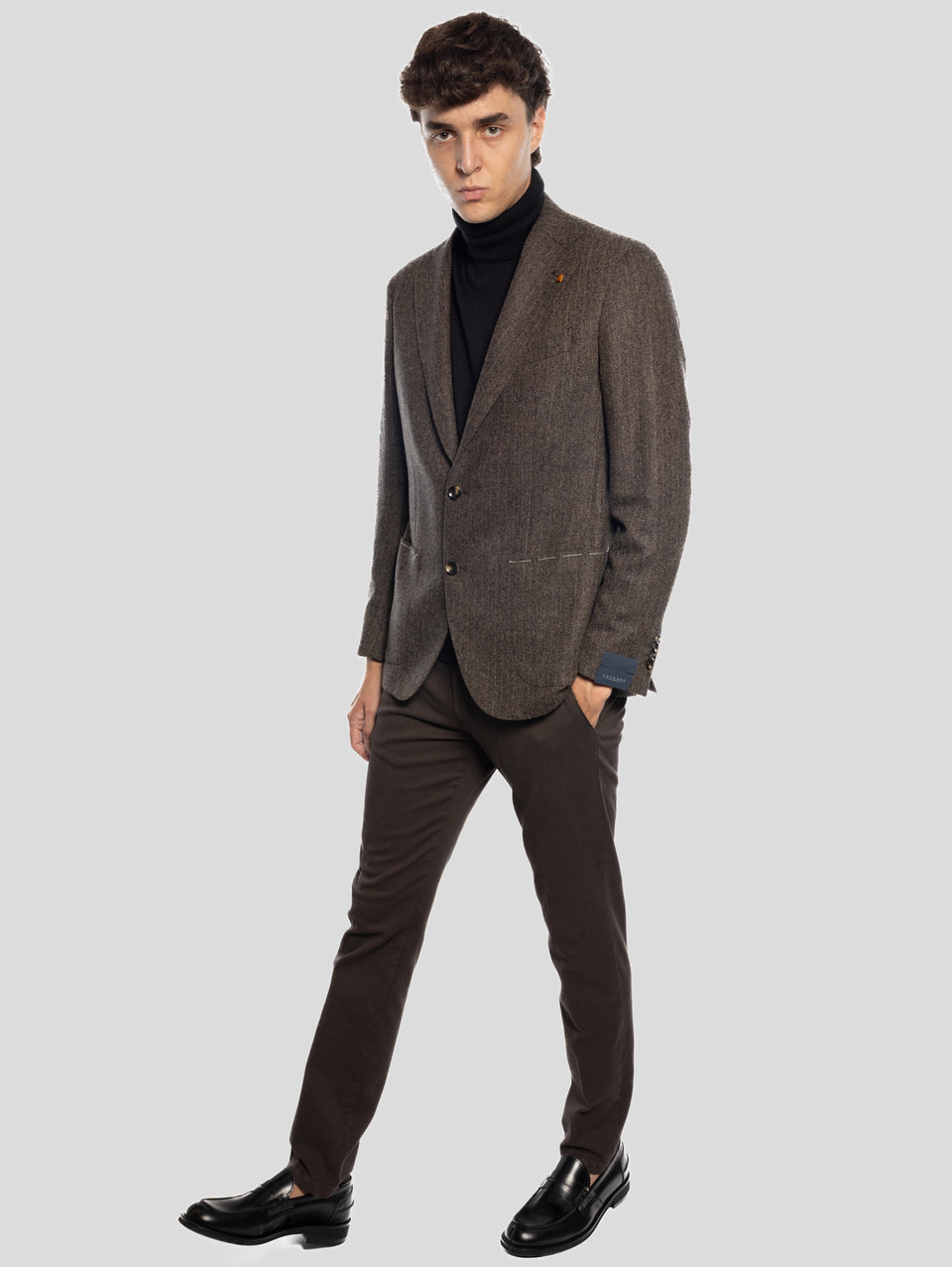 SARTORIA LATORRE Giacca Sfoderata Spinata Herringbone Marrone Nuovi prodotti