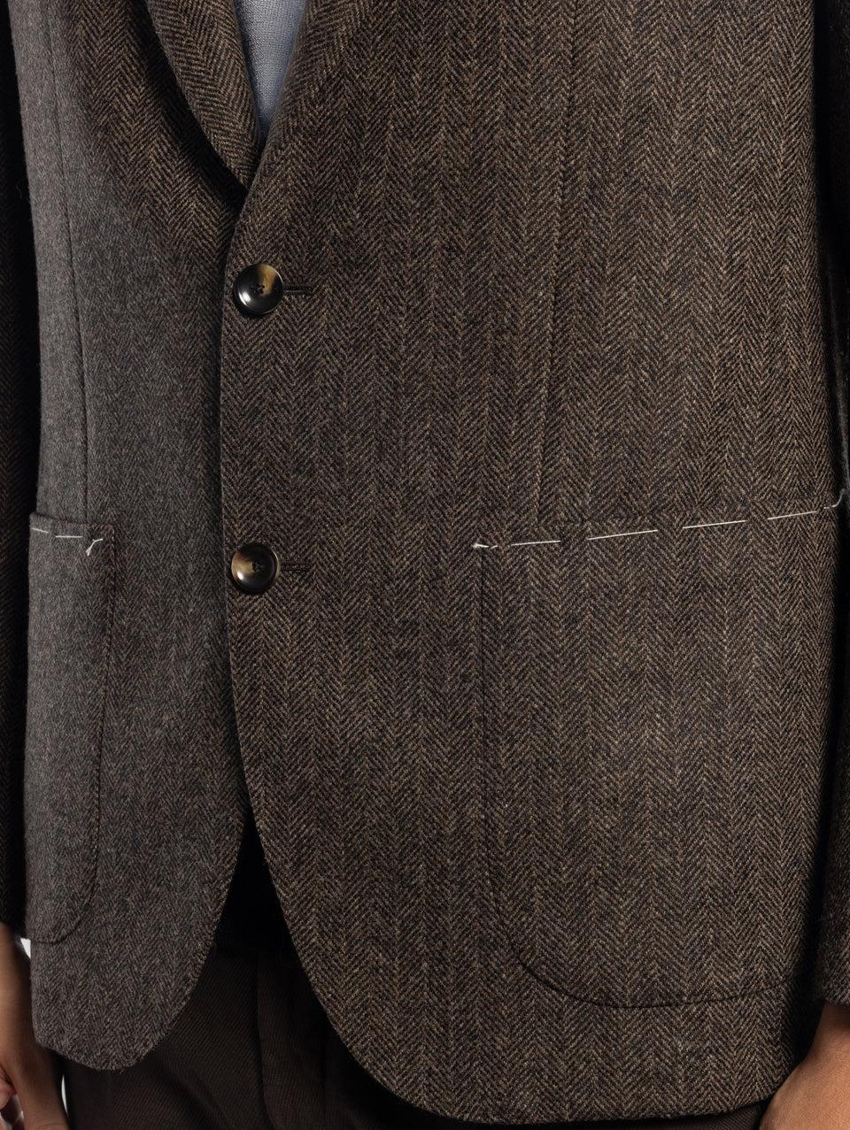 SARTORIA LATORRE Giacca Sfoderata Spinata Herringbone Marrone Nuovi prodotti