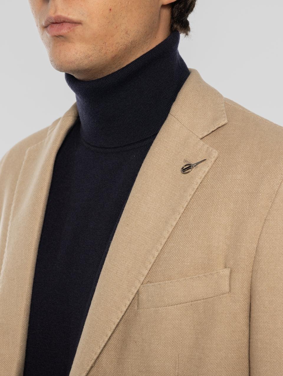 PAOLONI Giacca Doppio Petto in Lana Frosted Beige Spedizione Gratuita