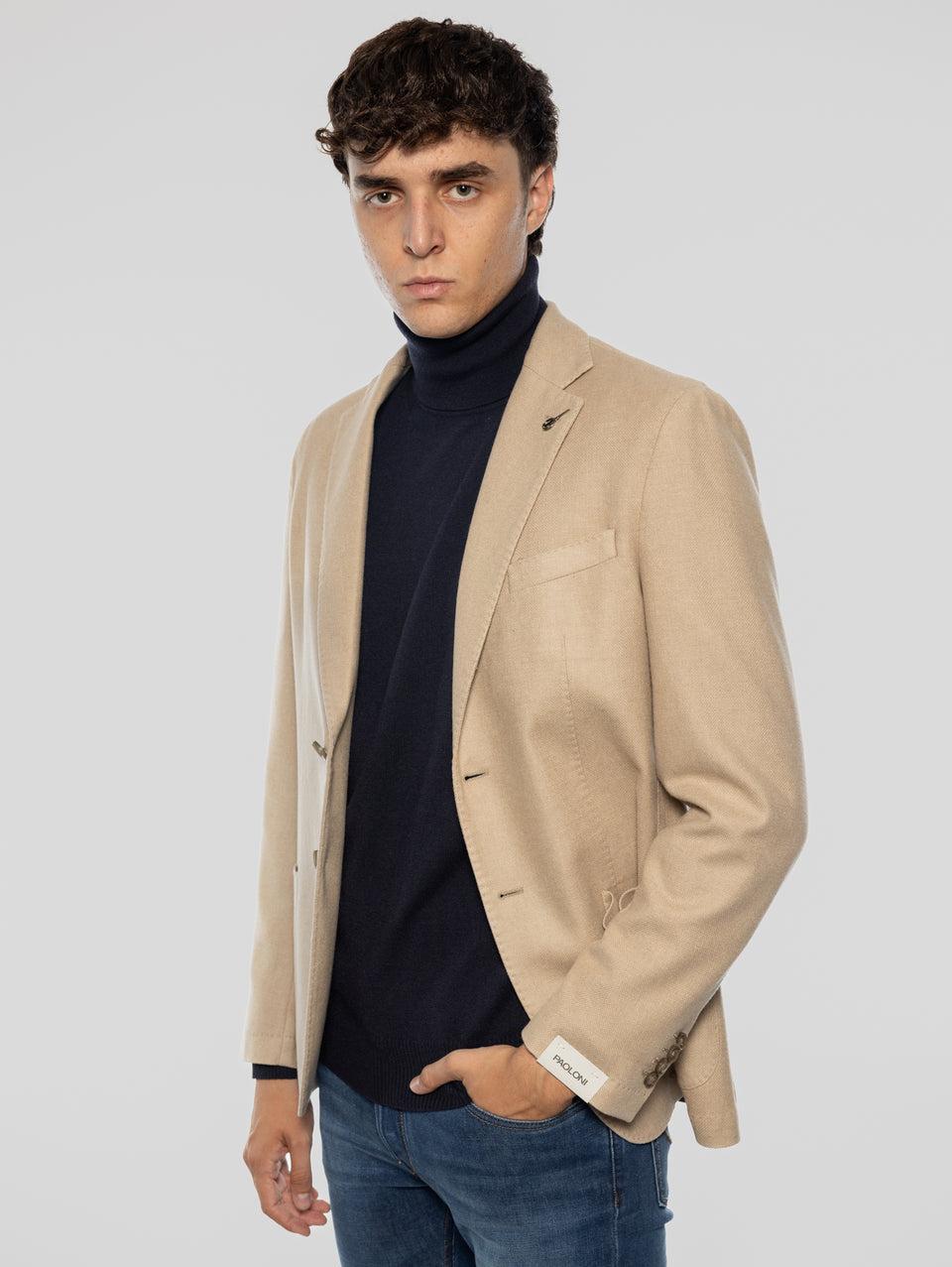 PAOLONI Giacca Doppio Petto in Lana Frosted Beige Spedizione Gratuita