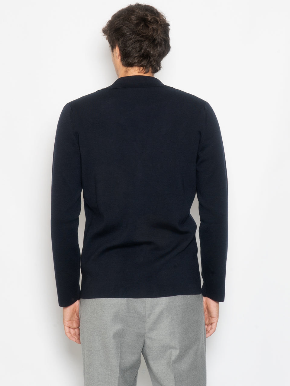 ALPHA STUDIO Giacca in Maglia di Lana Extrafine Blu Notte Negozi Online