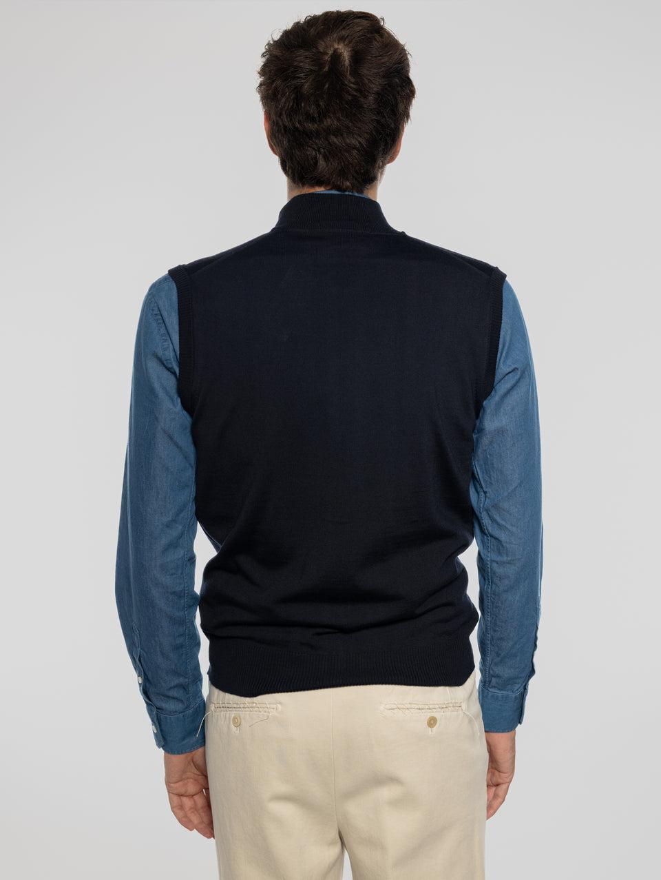 ALPHA STUDIO Gilet in Lana taglio Bomber Blu Novità