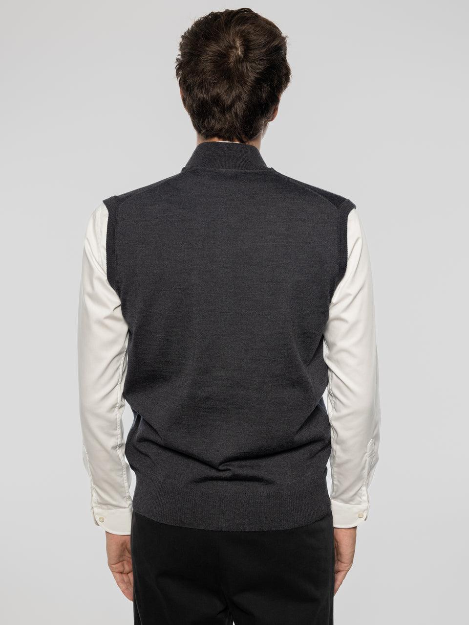 ALPHA STUDIO Gilet in Lana taglio Bomber Antracite Presa