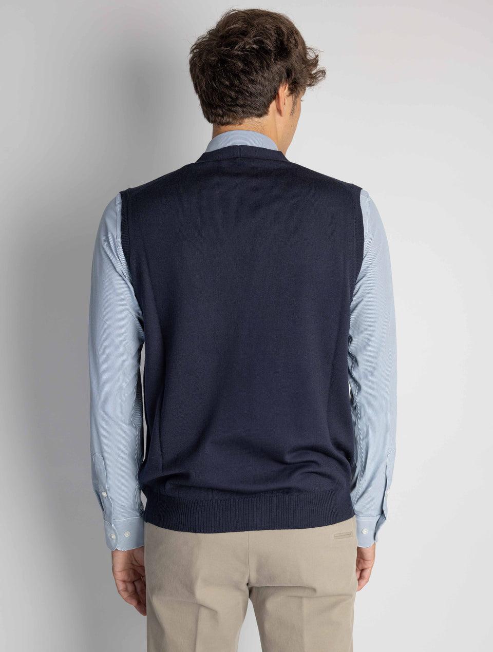 ALPHA STUDIO Gilet con Scollo a V Blu Sconto