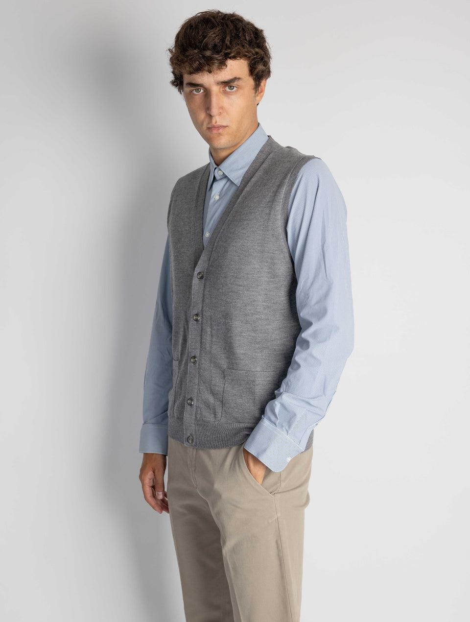 ALPHA STUDIO Gilet con Scollo a V Grigio Economico