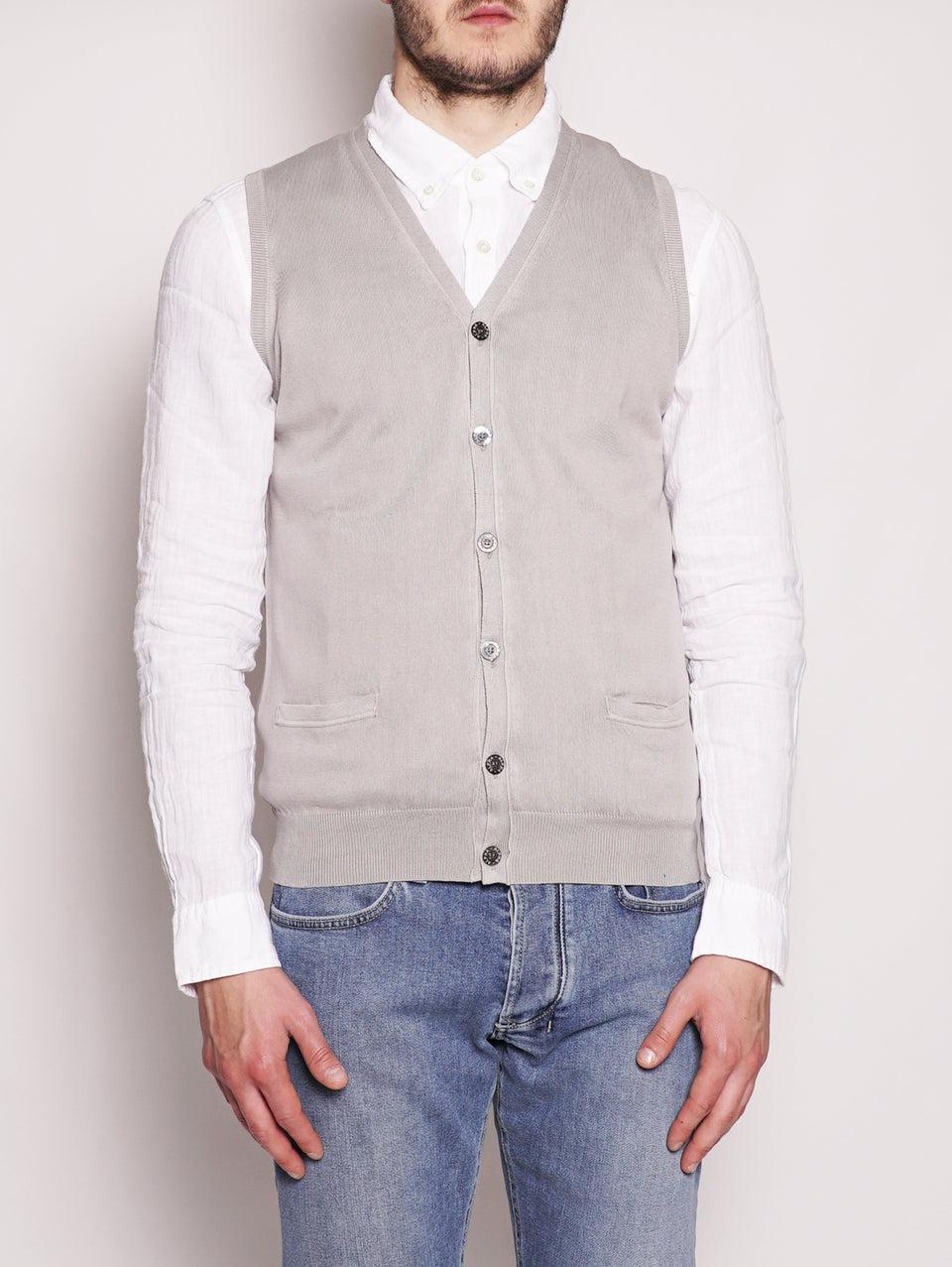 ALPHA STUDIO Gilet in Cotone Frosted Perla