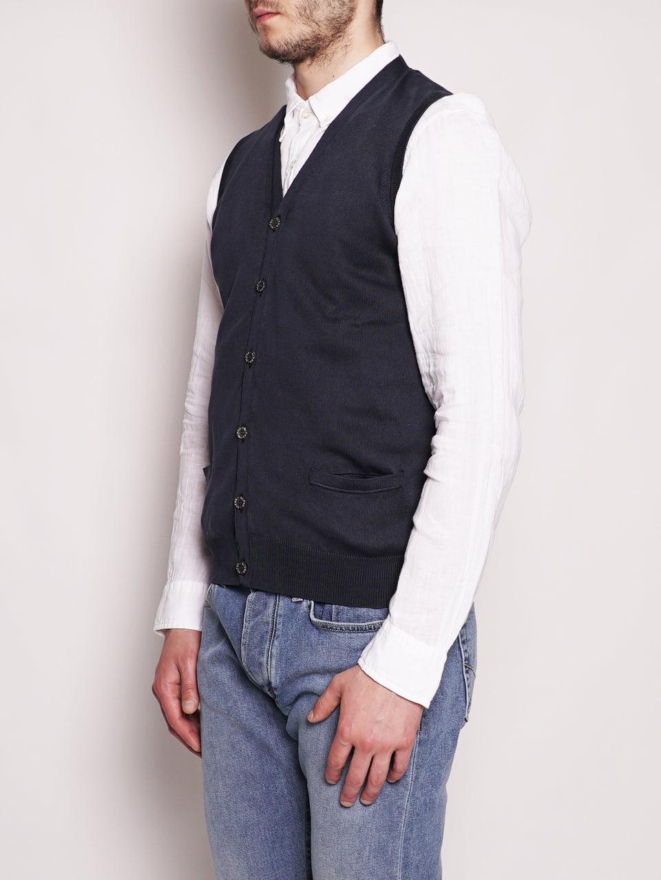 ALPHA STUDIO Gilet in Cotone Frosted Blu Navy Hotsell
