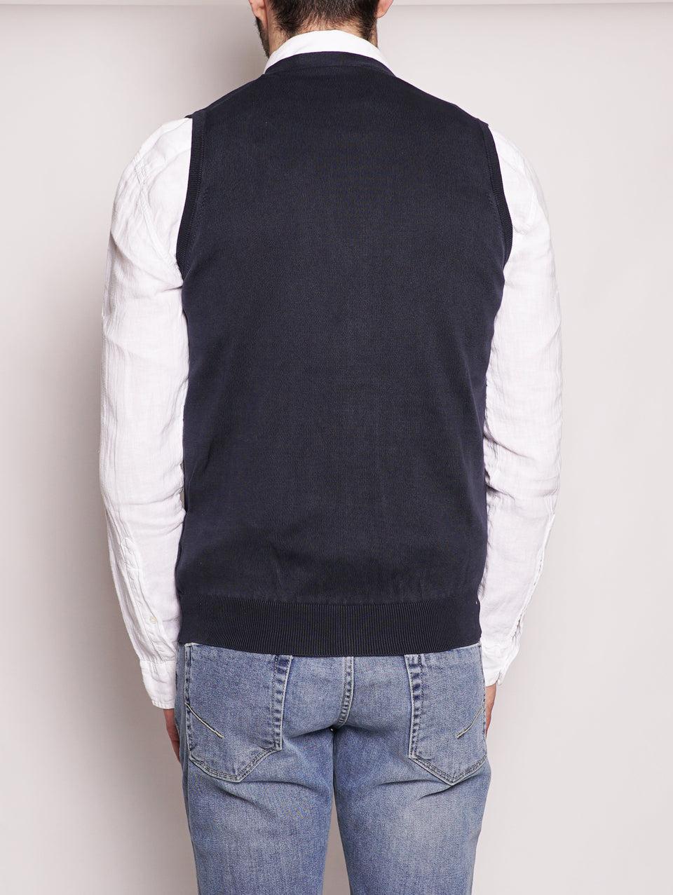 ALPHA STUDIO Gilet in Cotone Frosted Blu Navy Hotsell