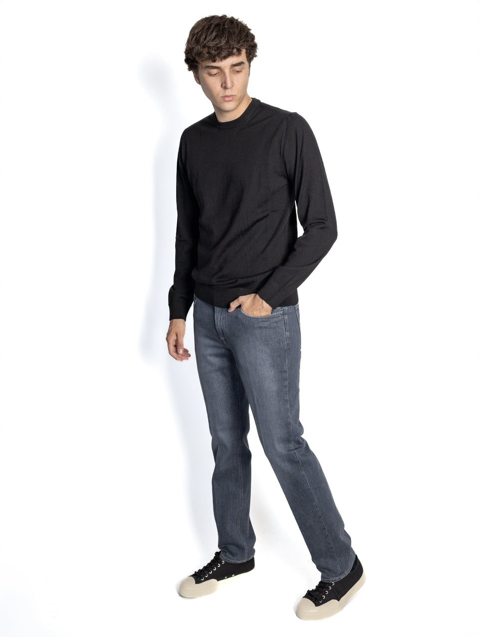 BRIGLIA 1949 Pantaloni in Denim Elasticizzato Grigio Italy