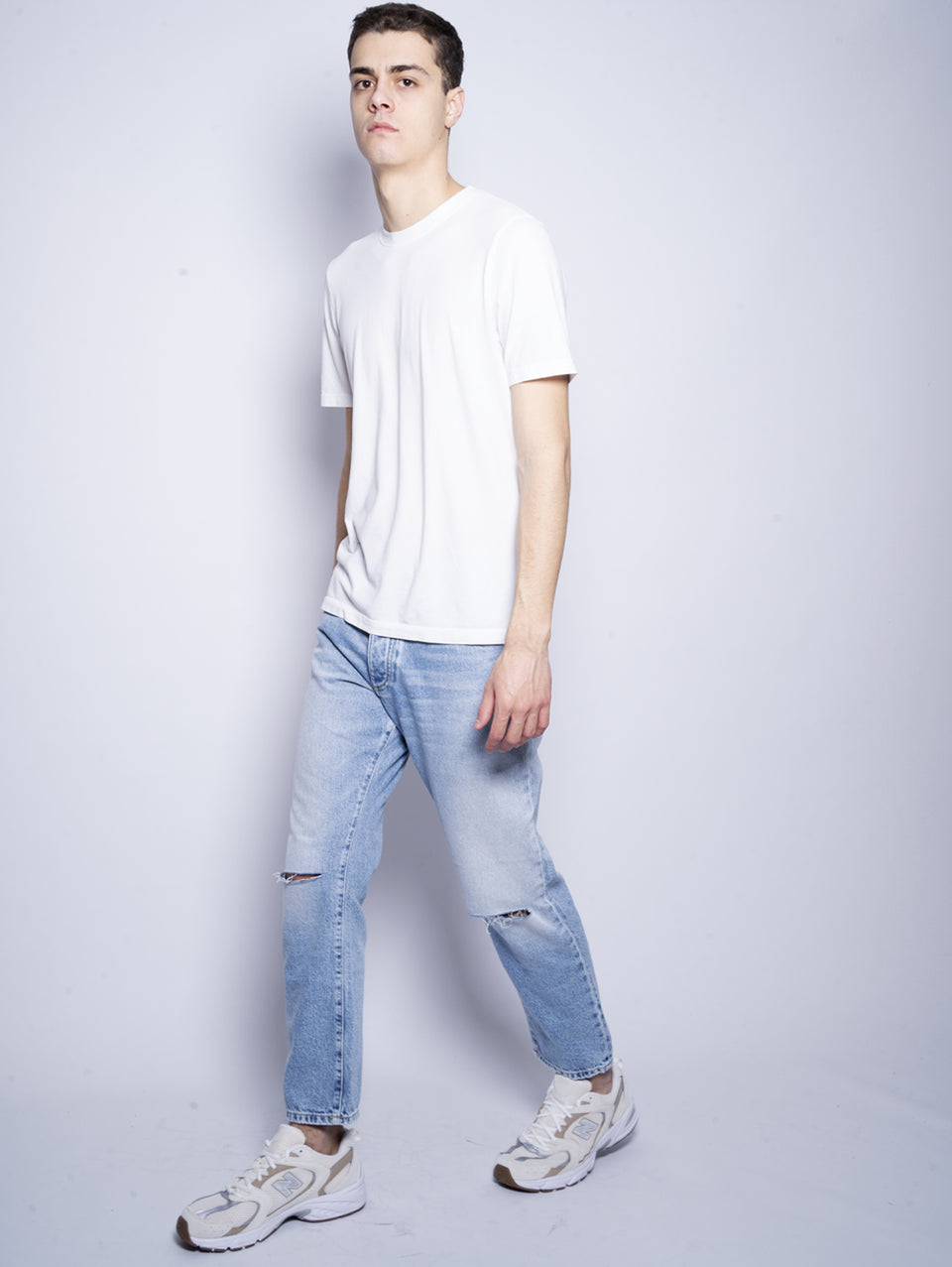 ICON DENIM Jeans Josh Gamba Dritta con Tagli Blu Nuovo