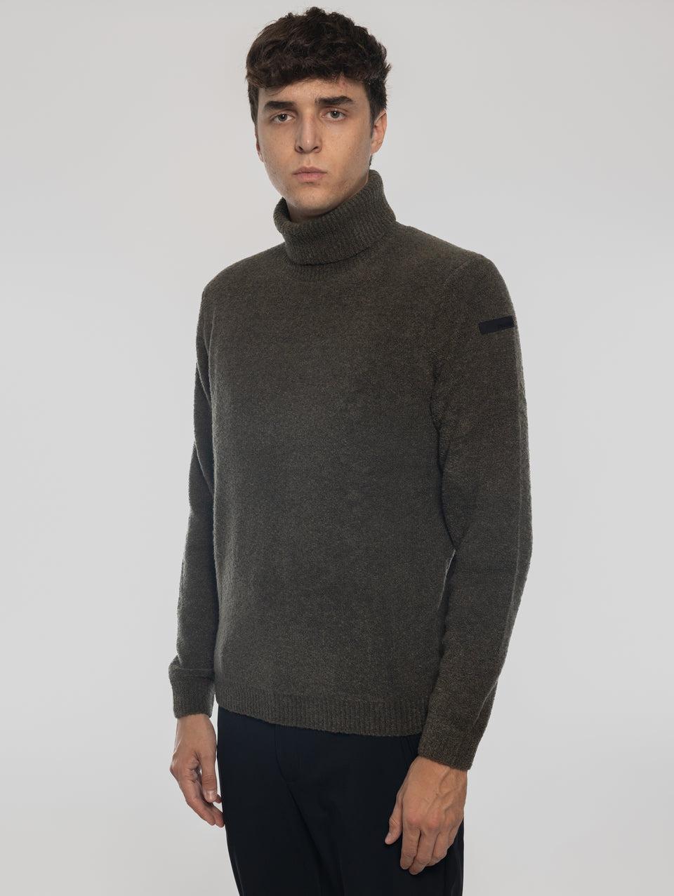 RRD Maglia Dolcevita in Lana Bouclé Militare Consegna Veloce