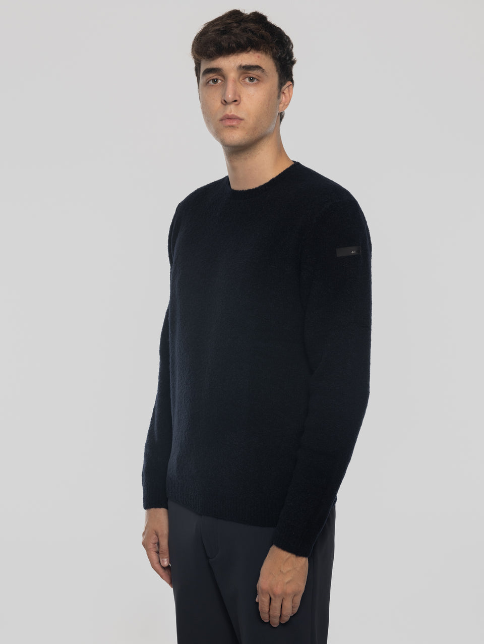 RRD Maglia Girocollo in Lana Bouclé Blu Scuro Fino Al -60%
