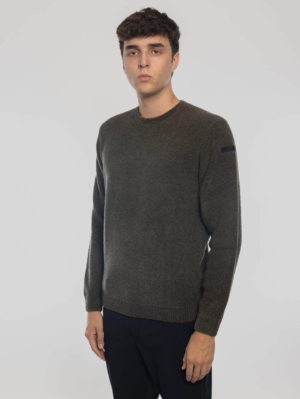RRD Maglia Girocollo in Lana Bouclé Militare Shopping Online