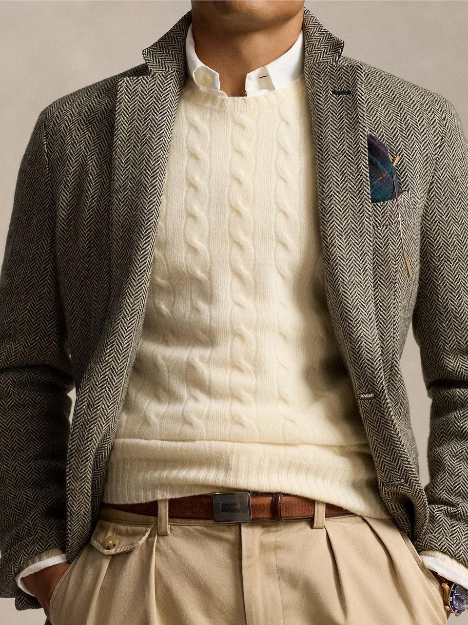 RALPH LAUREN Maglia in Lana e Cashmere a Trecce Crema Promozione Limitata