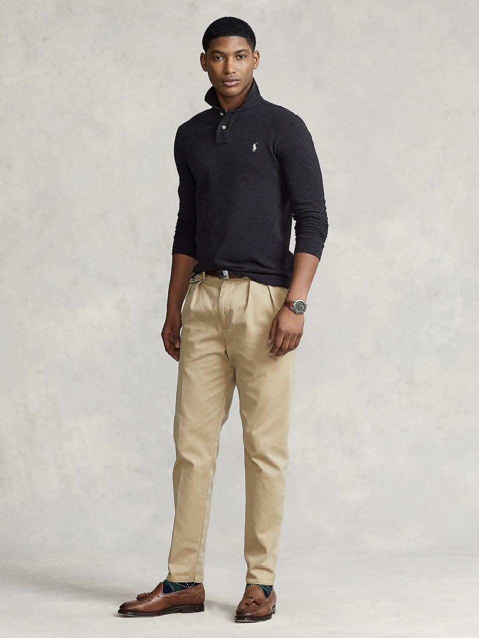 RALPH LAUREN Polo Slim Fit Manica Lunga Antracite Convenienza