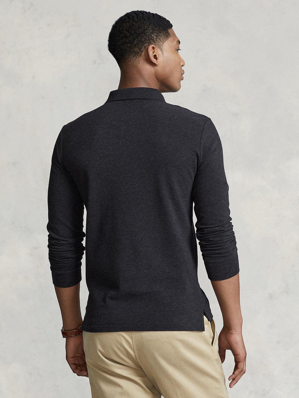 RALPH LAUREN Polo Slim Fit Manica Lunga Antracite Convenienza