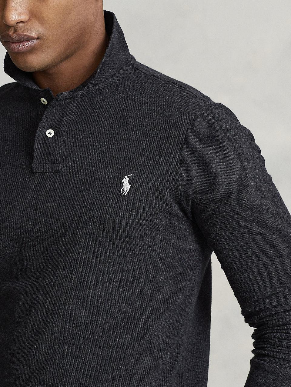 RALPH LAUREN Polo Slim Fit Manica Lunga Antracite Convenienza