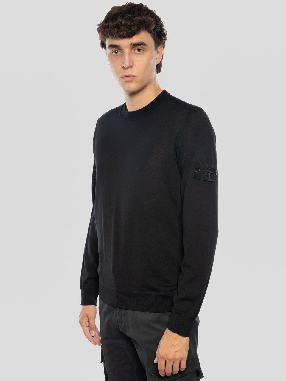 STONE ISLAND Maglia Girocollo Ghost in Lana Nero Presa