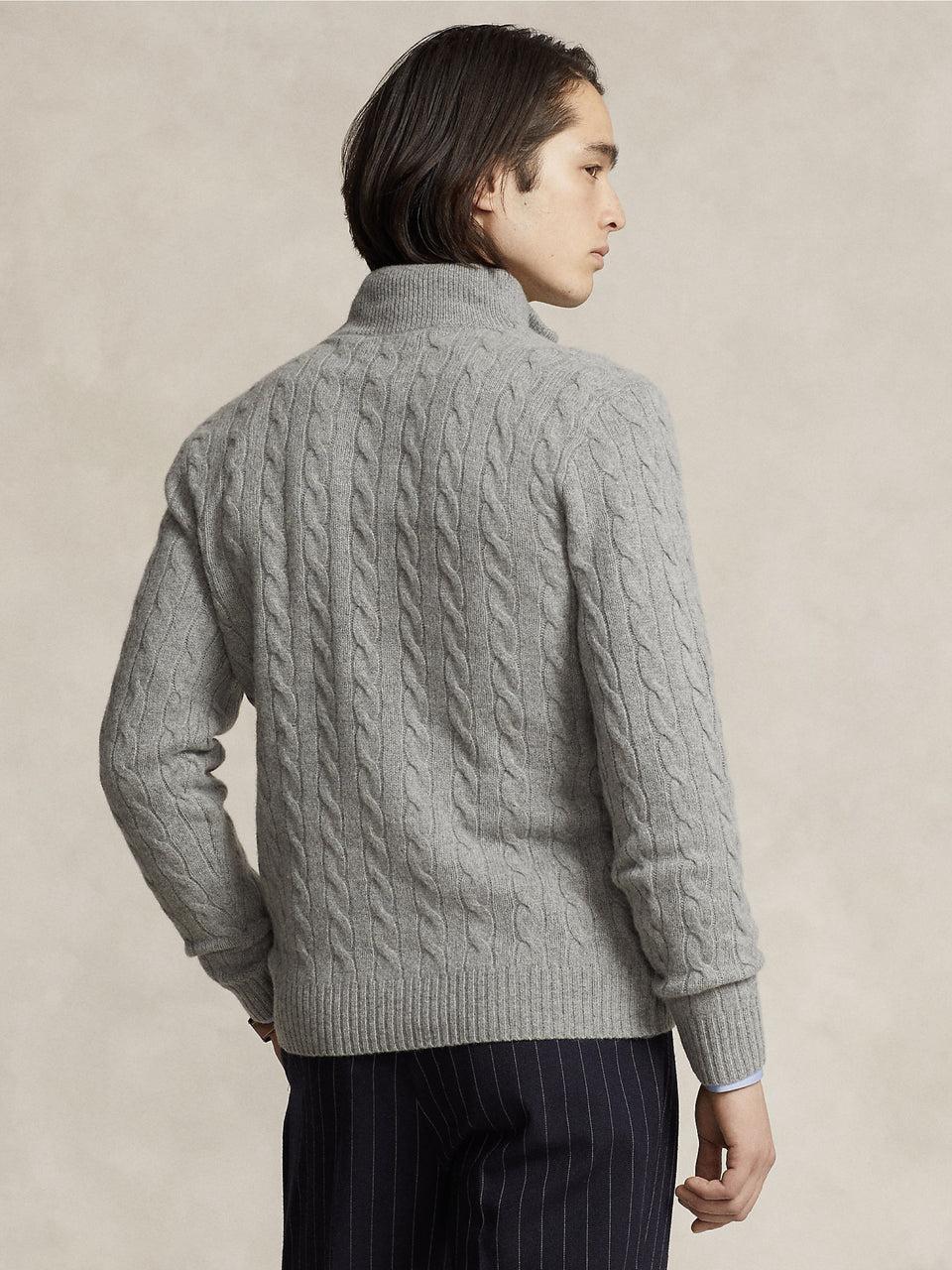 RALPH LAUREN Maglia Mezza Zip a Trecce Grigio Offerta