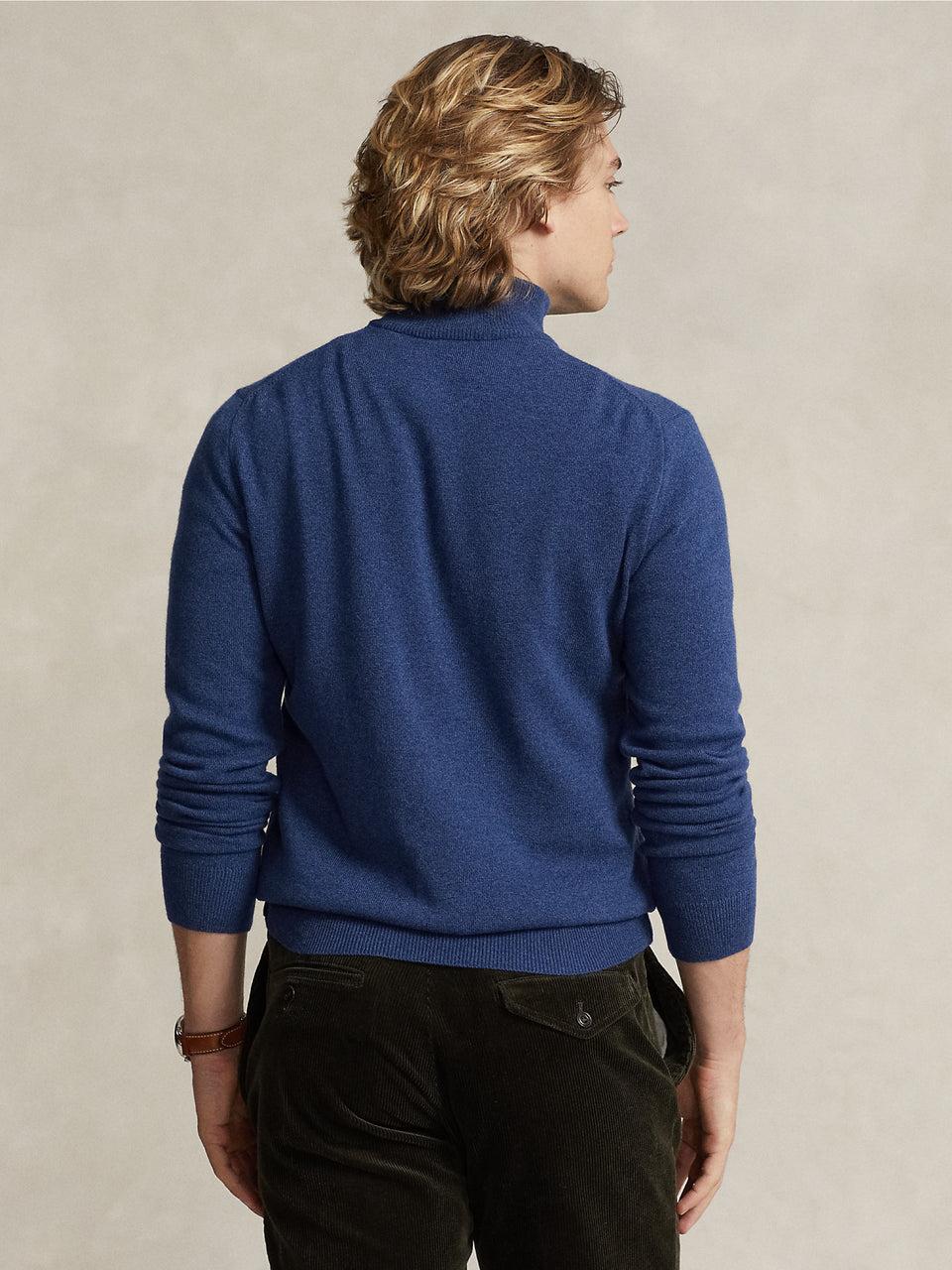 RALPH LAUREN Maglia con Mezza Zip in Lana Blu Online