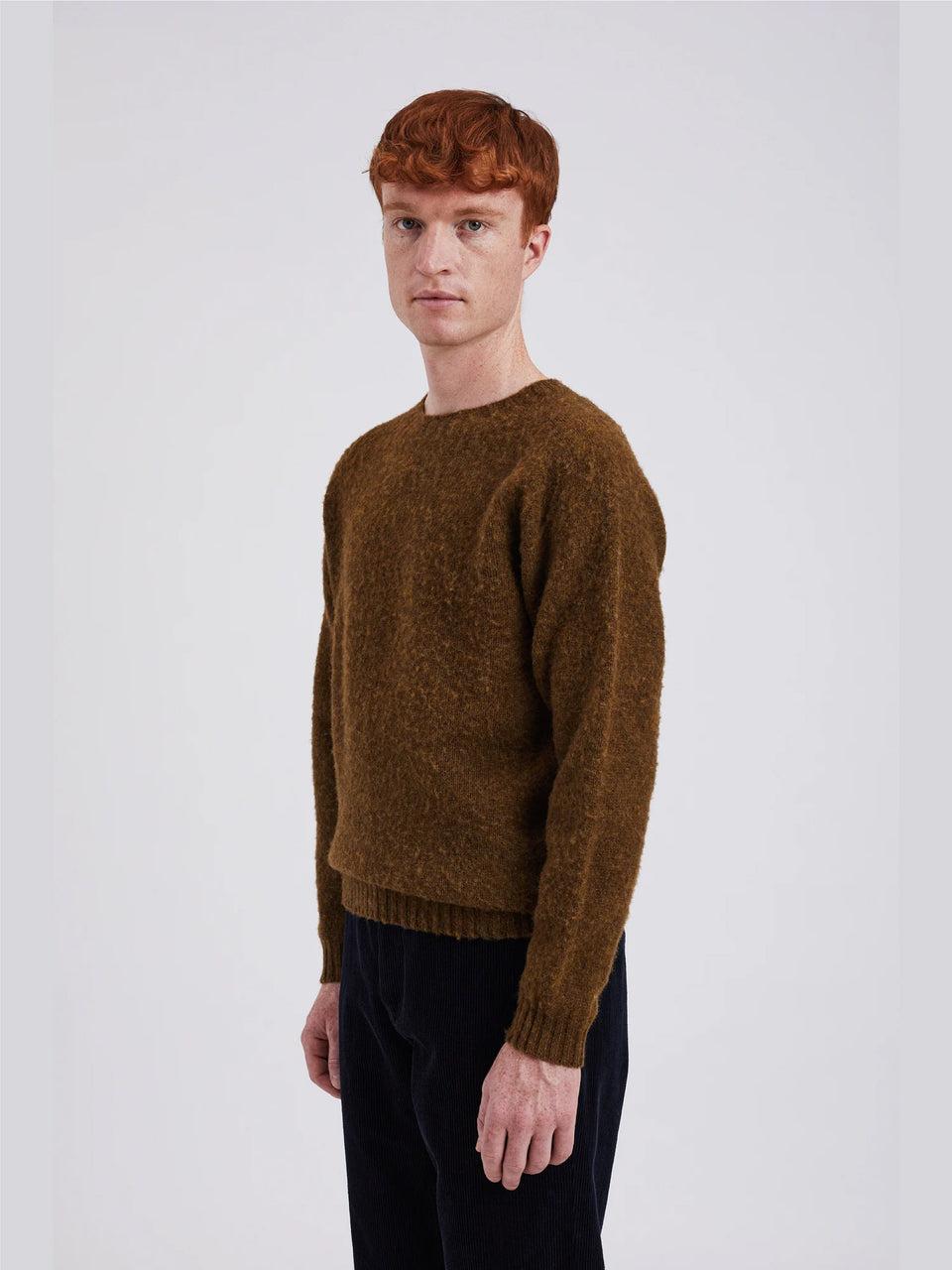 NORSE PROJECTS Maglia Girocollo in Lana Scozzese Birnir Oliva Outlet