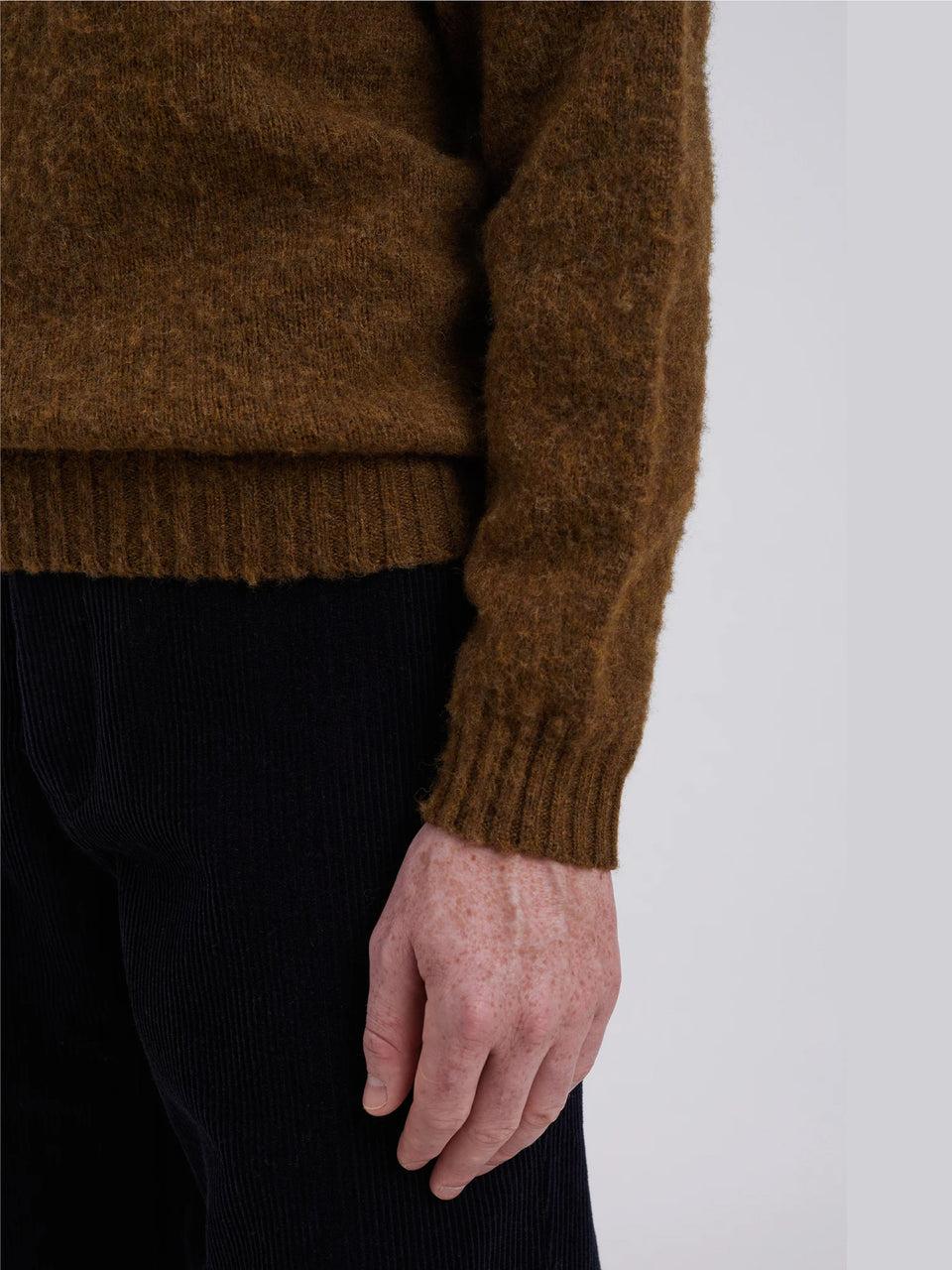 NORSE PROJECTS Maglia Girocollo in Lana Scozzese Birnir Oliva Outlet