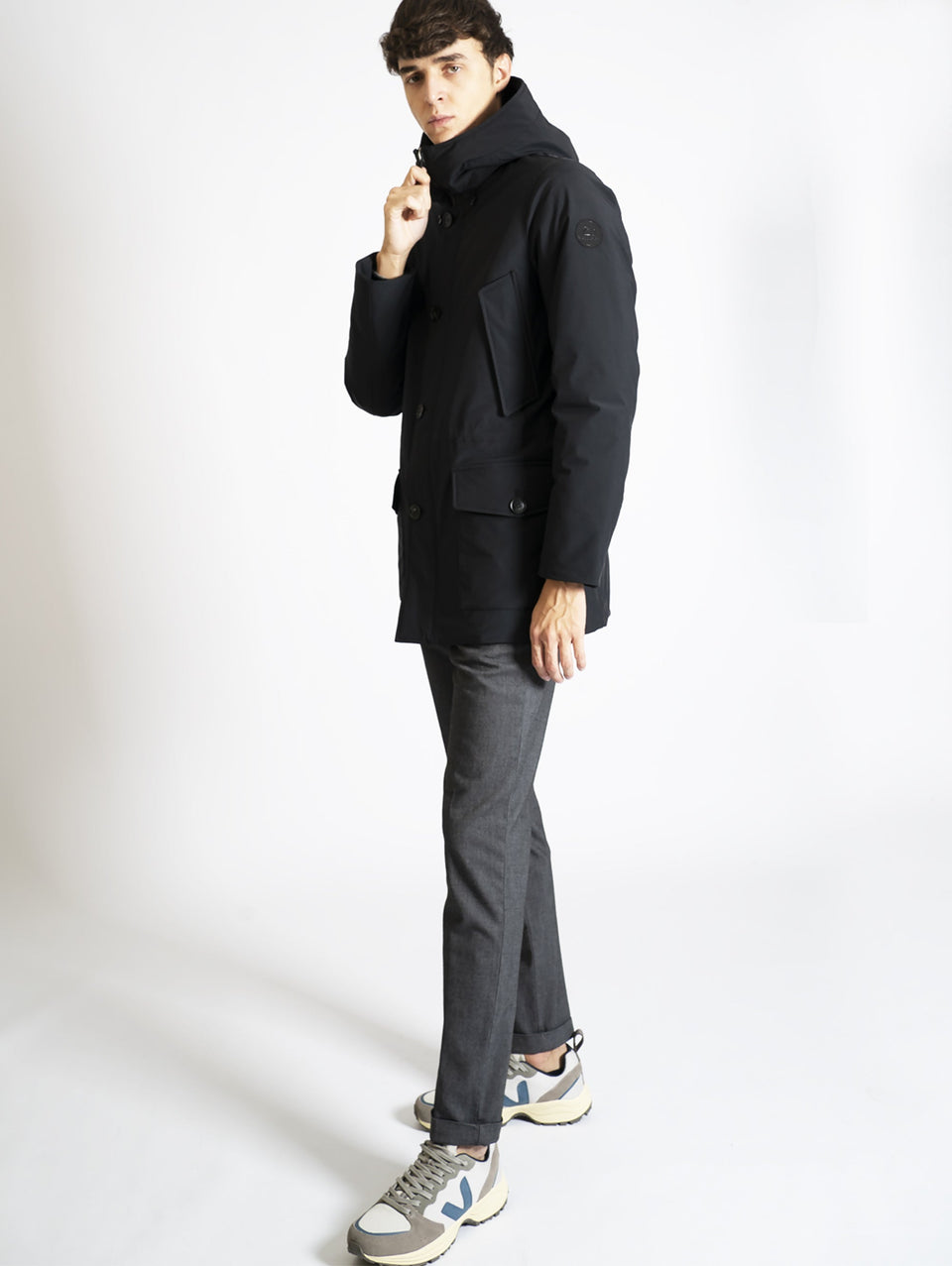 WOOLRICH Parka Arctic in Tessuto Stretch Nero Qualità Garantita