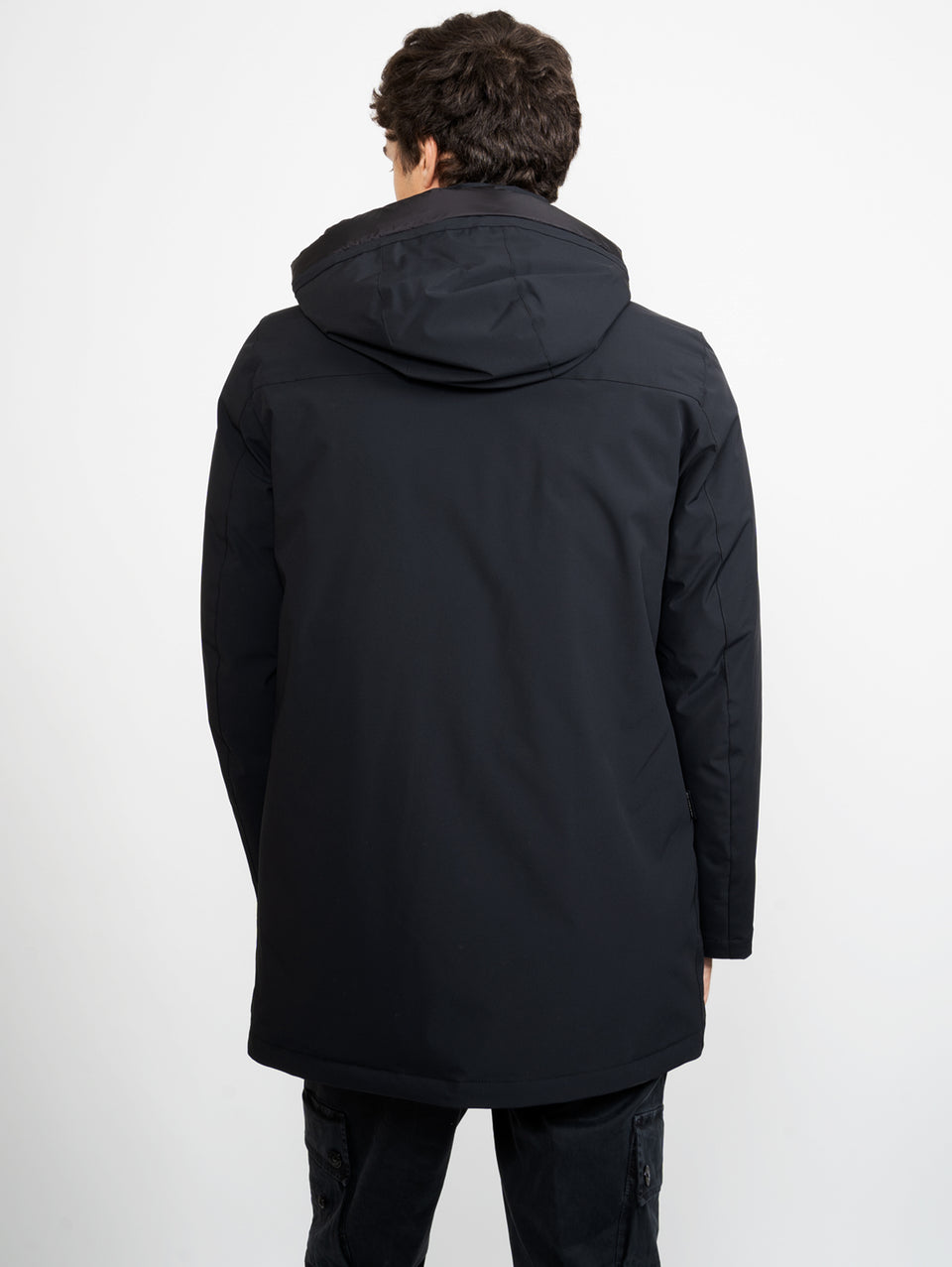 WOOLRICH Parka Mountain in Tessuto Stretch Nero Negozi Online