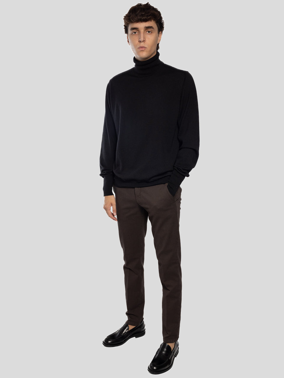 BRIGLIA 1949 Pantaloni Slim in Cotone Armaturato Marrone Prezzo Ridotto