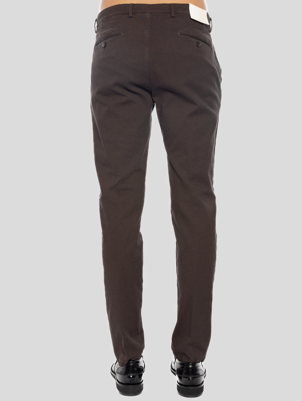 BRIGLIA 1949 Pantaloni Slim in Cotone Armaturato Marrone Prezzo Ridotto