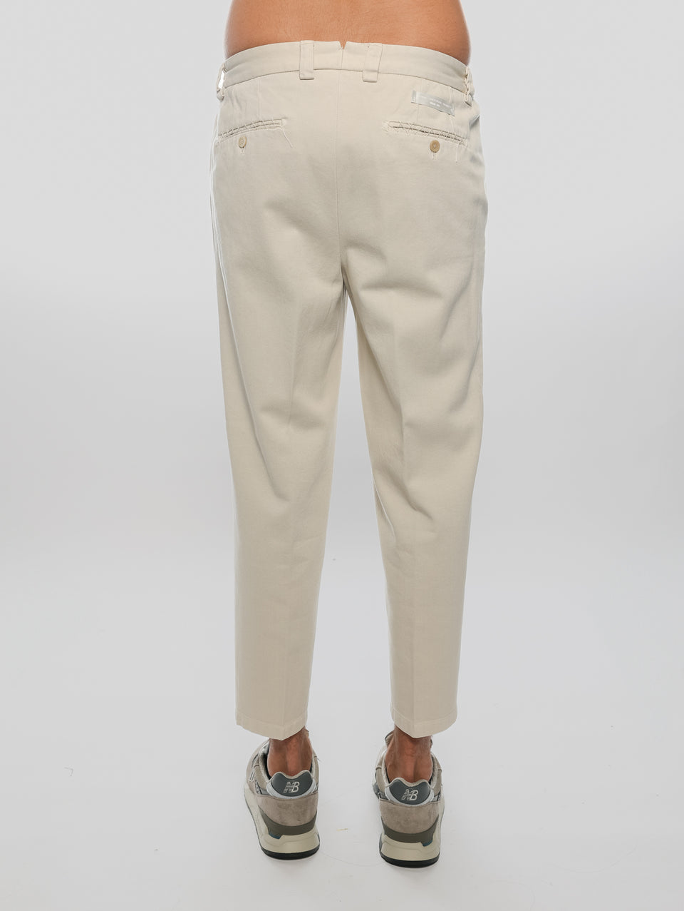 BRIGLIA 1949 Pantaloni in Bull Denim con Pinces Beige Sottocosto