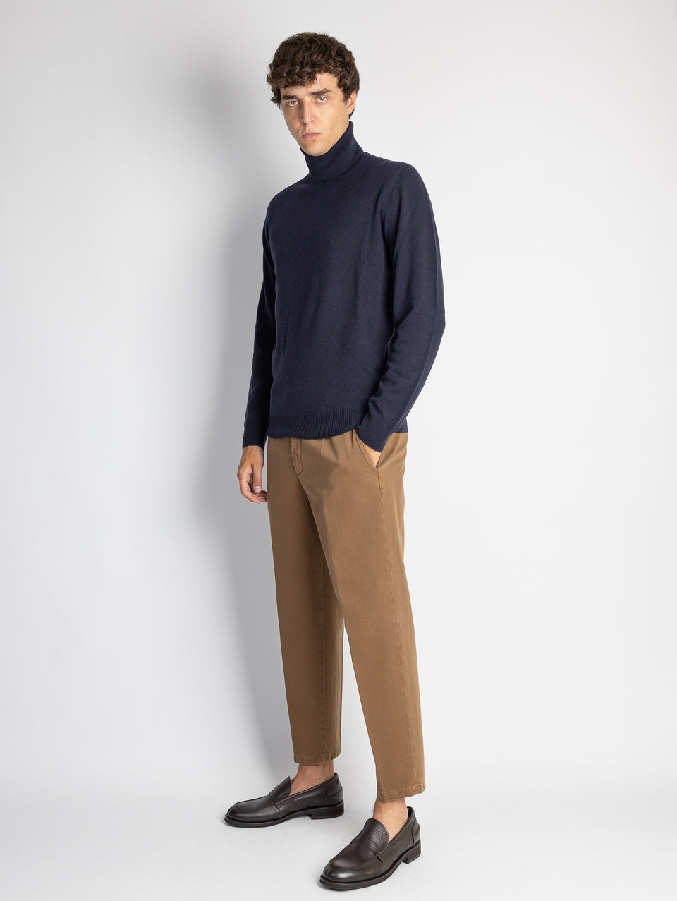 BRIGLIA 1949 Pantaloni in Bull Denim con Pinces Tabacco Online