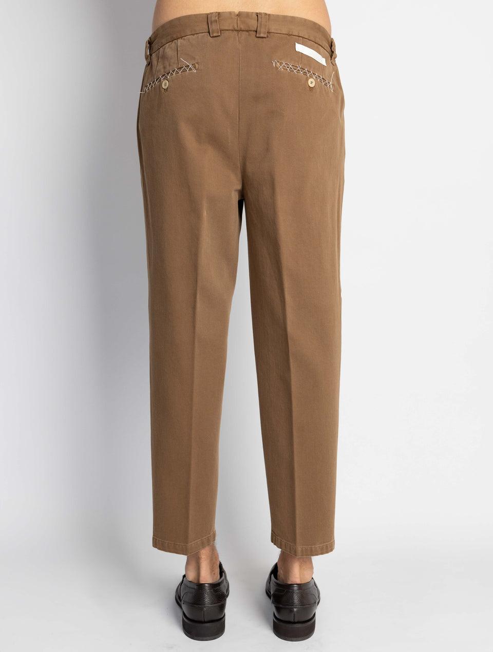 BRIGLIA 1949 Pantaloni in Bull Denim con Pinces Tabacco Online