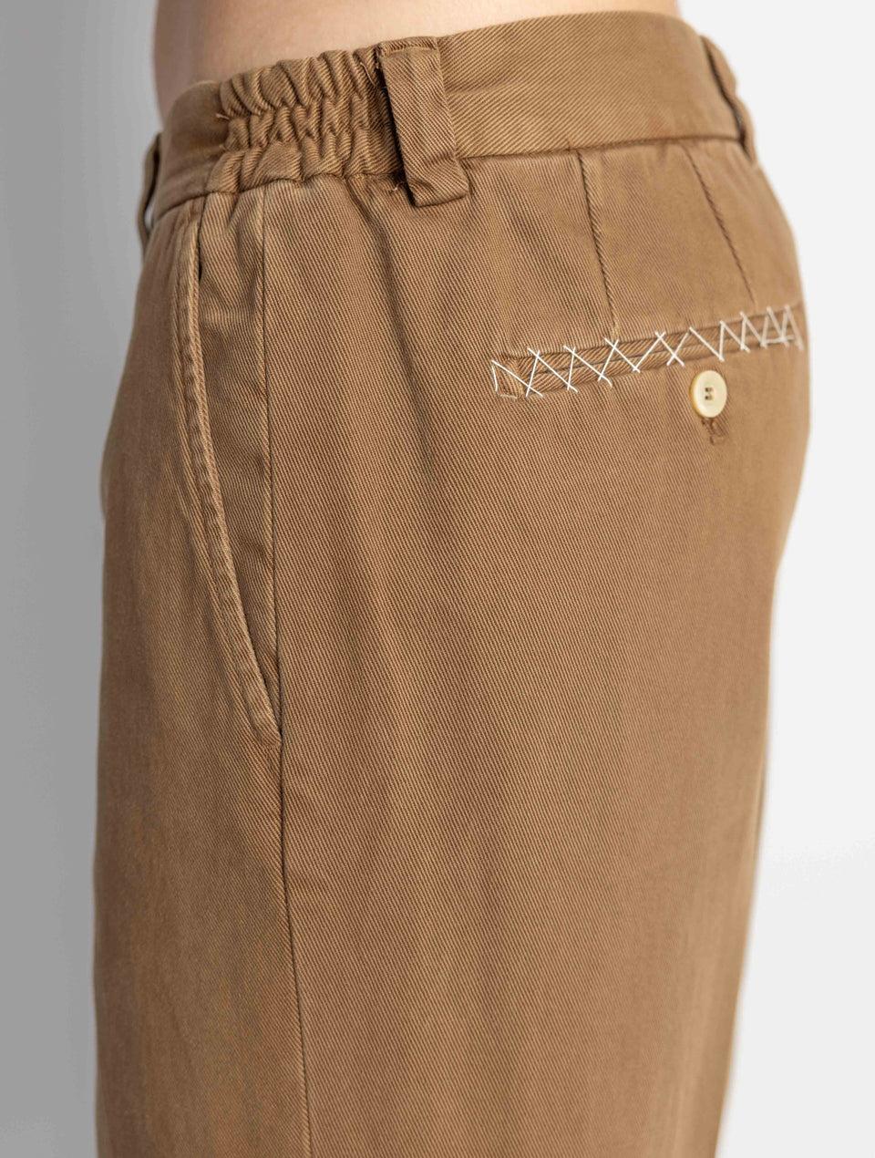 BRIGLIA 1949 Pantaloni in Bull Denim con Pinces Tabacco Online