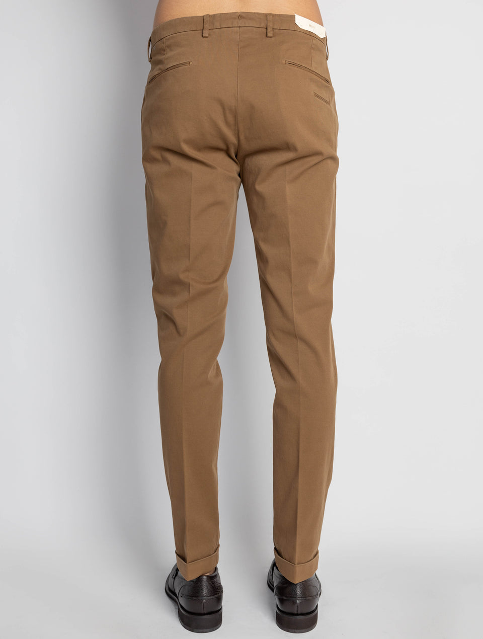 BRIGLIA 1949 Pantaloni Slim Fit in Armatura di Cotone Tabacco In Vendita