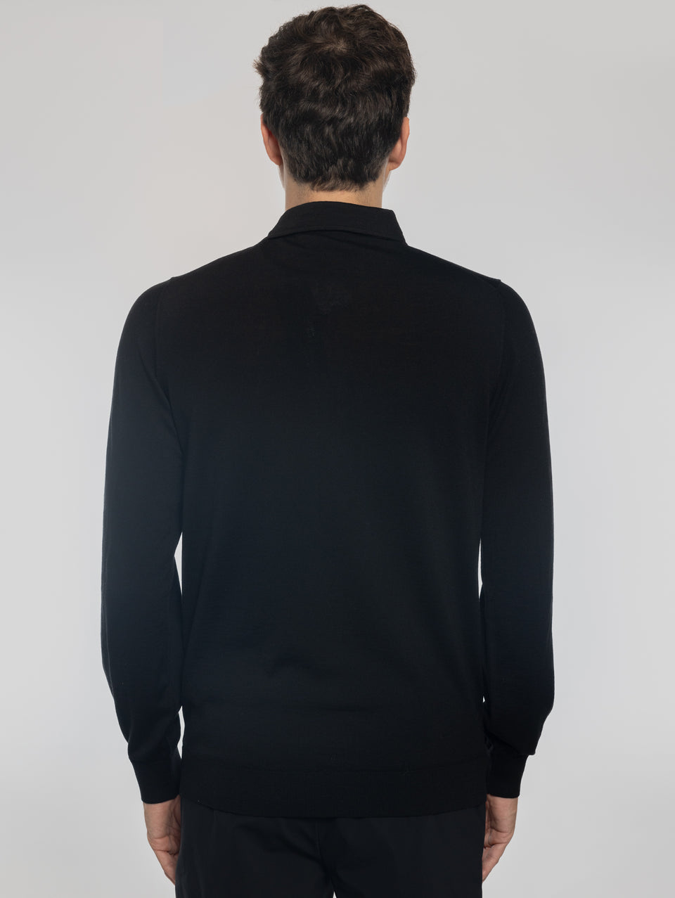 ALPHA STUDIO Polo in Lana con Collo Costruito Nero Offerte