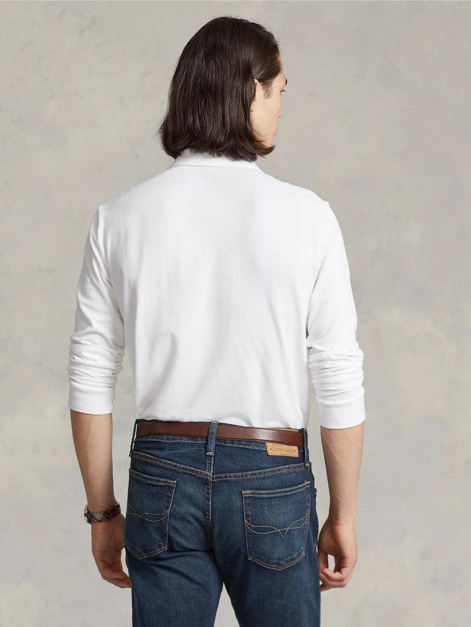RALPH LAUREN Polo Slim Fit Manica Lunga Bianco Saldi Di Fabbrica
