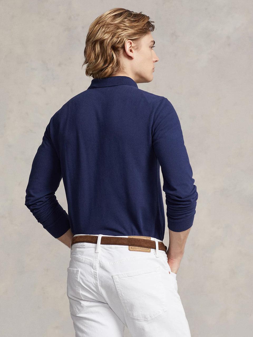 RALPH LAUREN Polo Slim Fit Manica Lunga Blu I Più Venduti