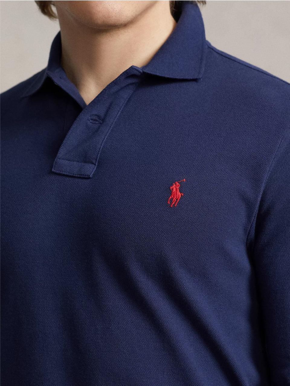 RALPH LAUREN Polo Slim Fit Manica Lunga Blu I Più Venduti