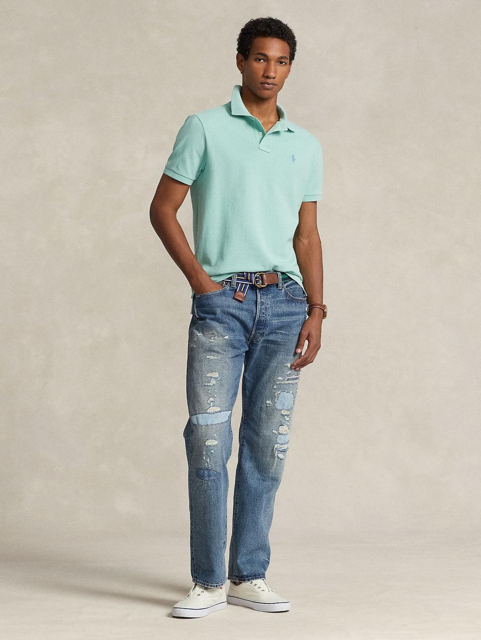 RALPH LAUREN Polo in Mesh Slim Fit Acqua Negozio