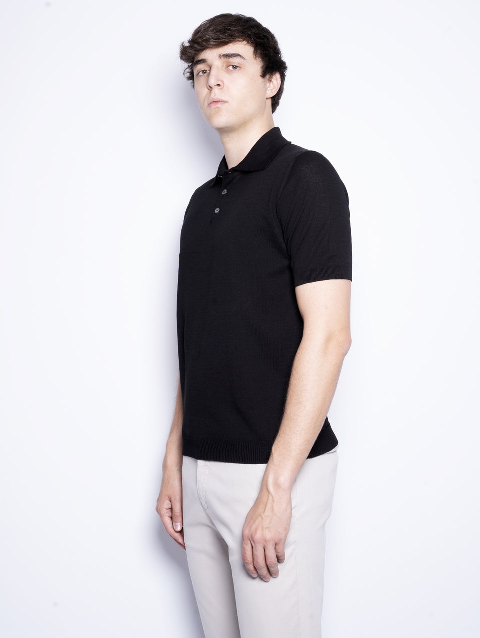 ALPHA STUDIO Polo con Tre Bottoni Nero Italy