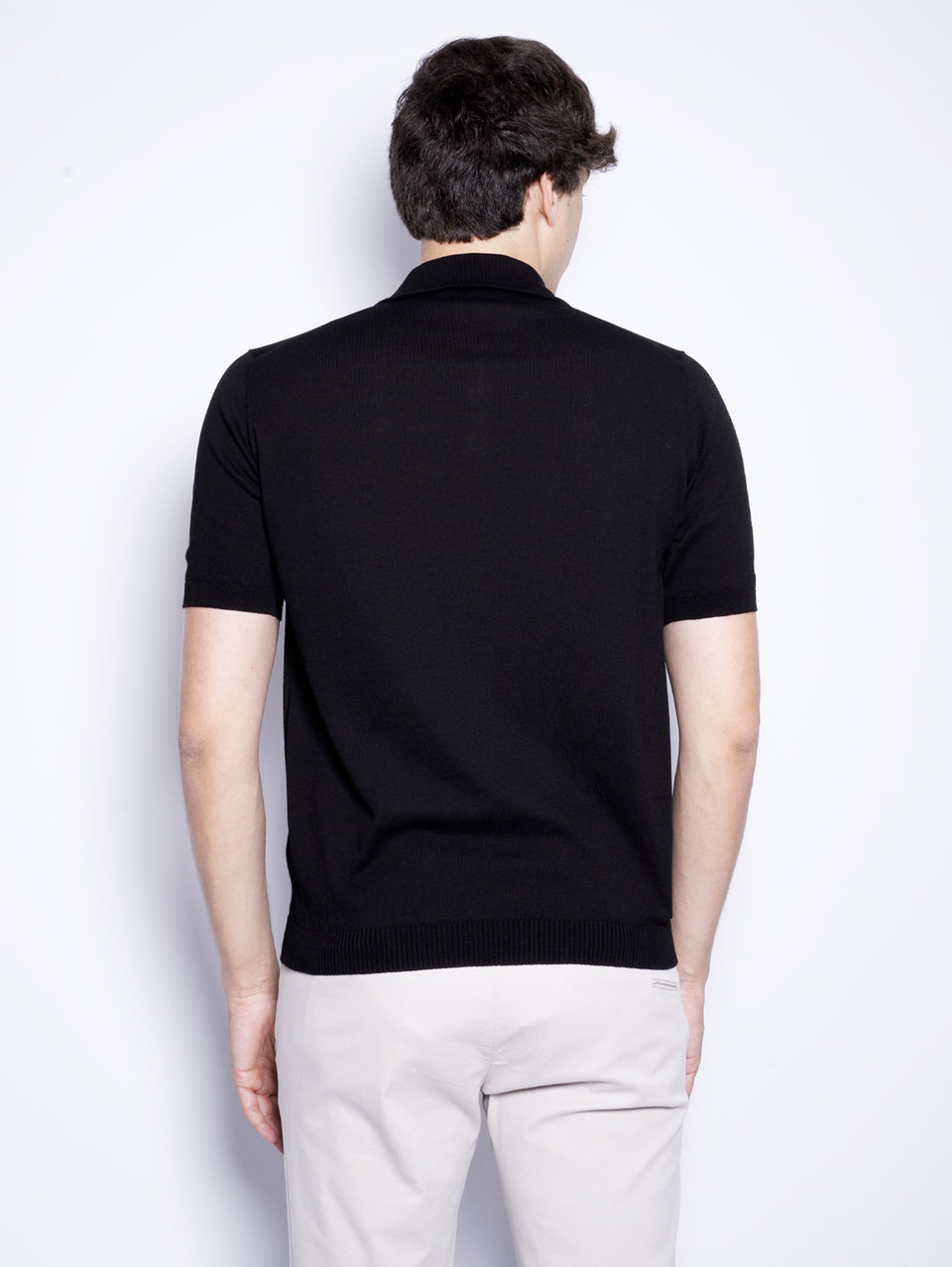ALPHA STUDIO Polo con Tre Bottoni Nero Italy