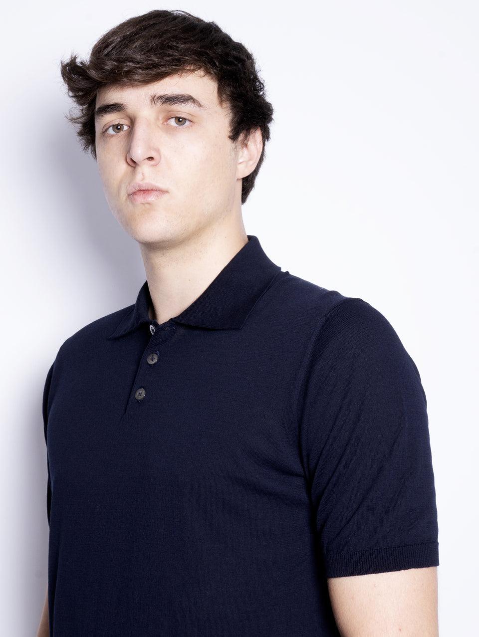 ALPHA STUDIO Polo con Tre Bottoni Blu Notte Italia
