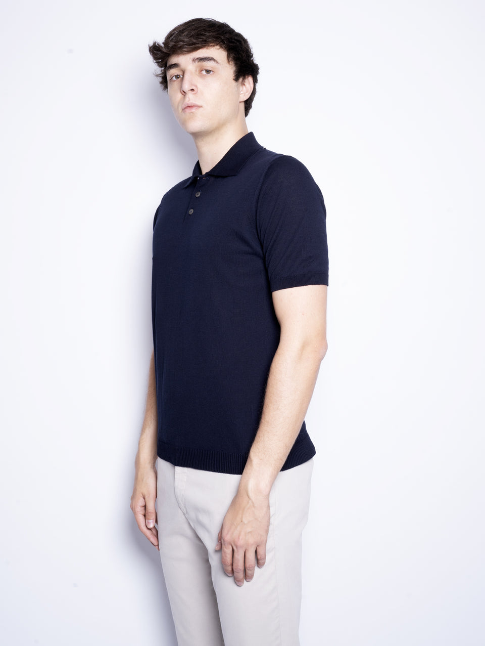 ALPHA STUDIO Polo con Tre Bottoni Blu Notte Italia