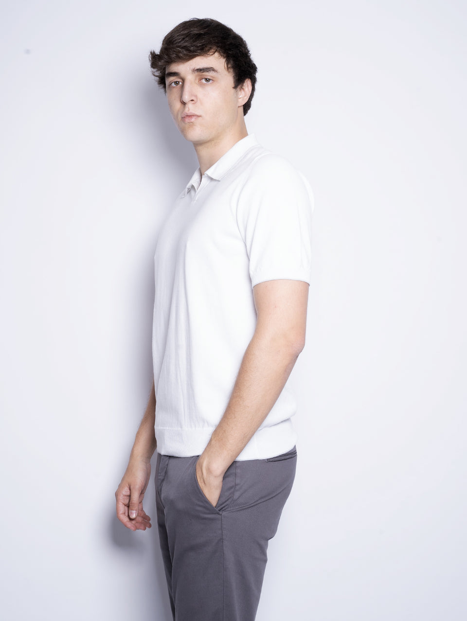 ALPHA STUDIO Polo in Cotone Tinto in Capo Bianco 2025