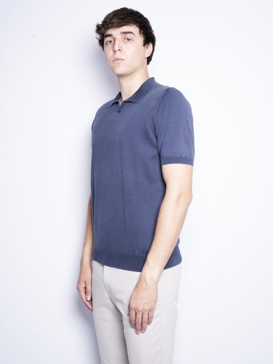 ALPHA STUDIO Polo in Cotone Tinto in Capo Blu Qualità