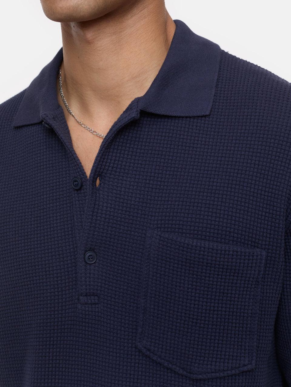 CLOSED Polo in Tessuto Waffle Blu Promozione