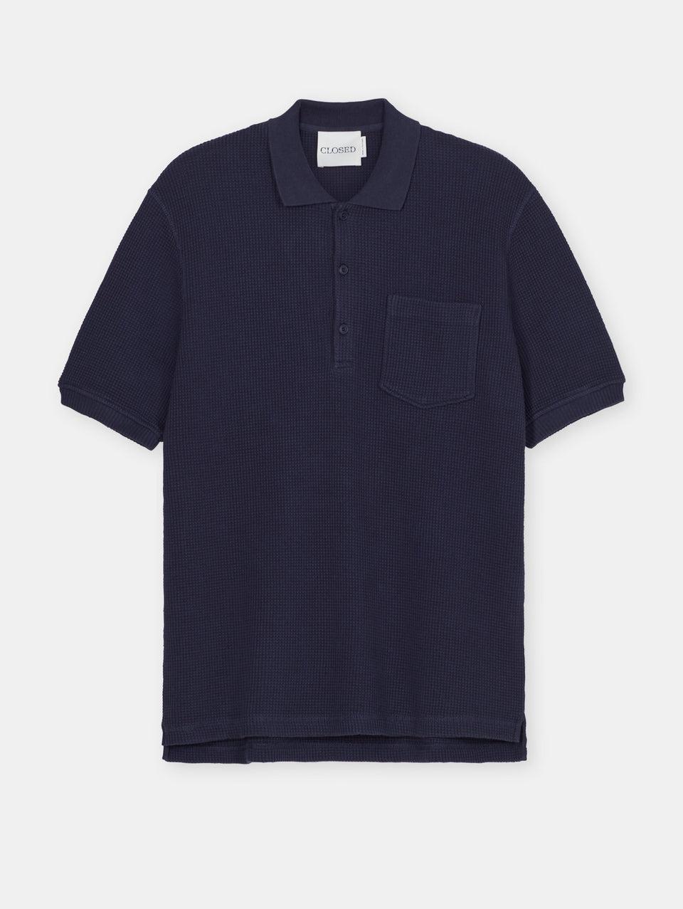 CLOSED Polo in Tessuto Waffle Blu Promozione