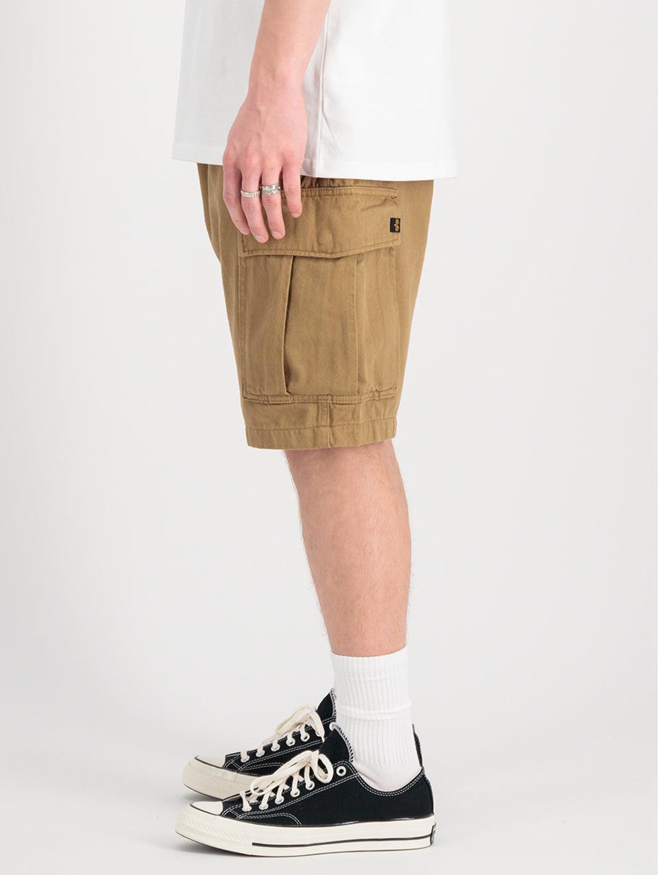 ALPHA INDUSTRIES Shorts Cargo con Pince in Twill di Cotone Khaki Soddisfazione Garantita