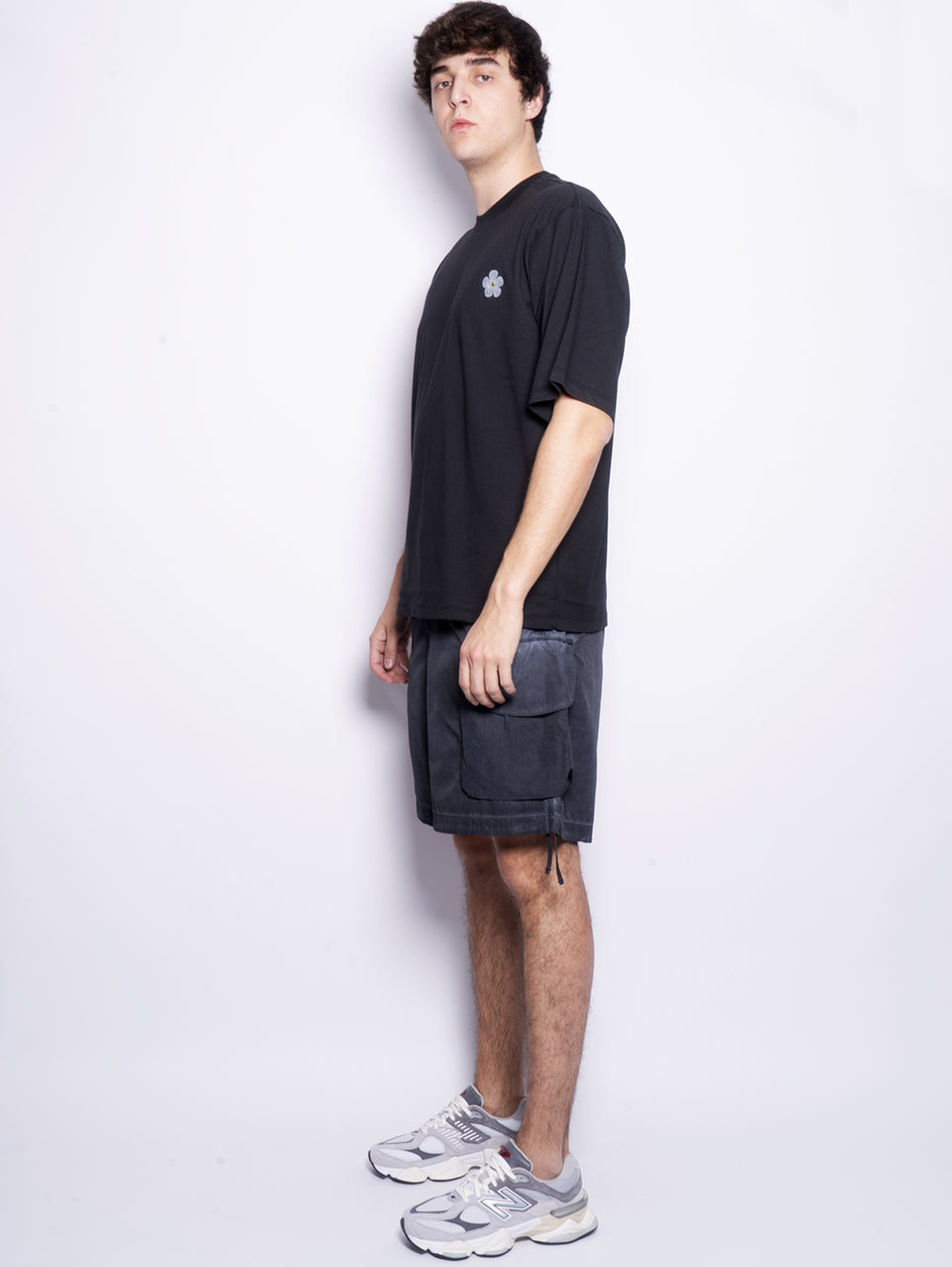 A PAPER KID Shorts Cargo in Nylon Nero Prezzo Ridotto